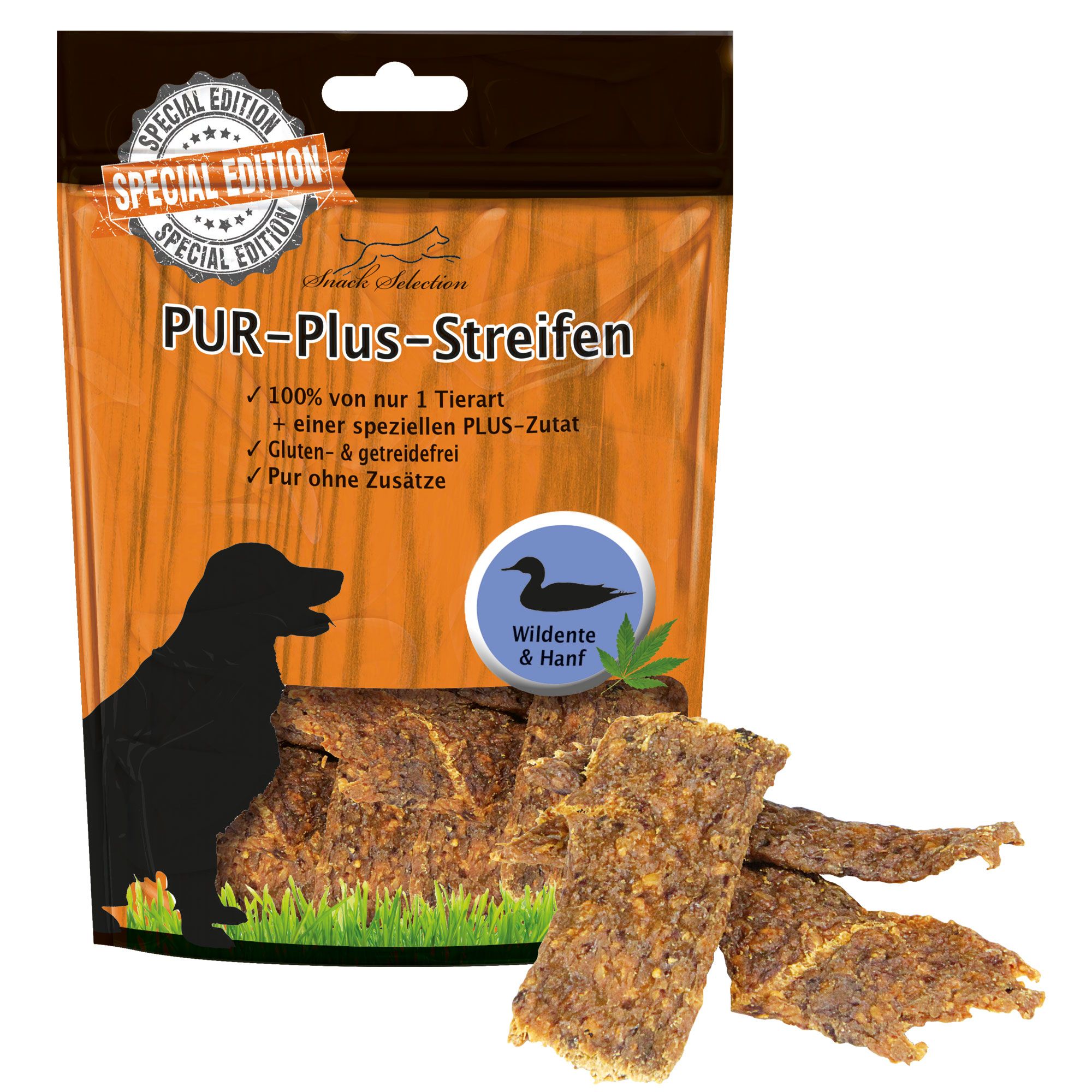 Schecker Dörrfleisch - PUR Plus Streifen Wildente plus Hanf