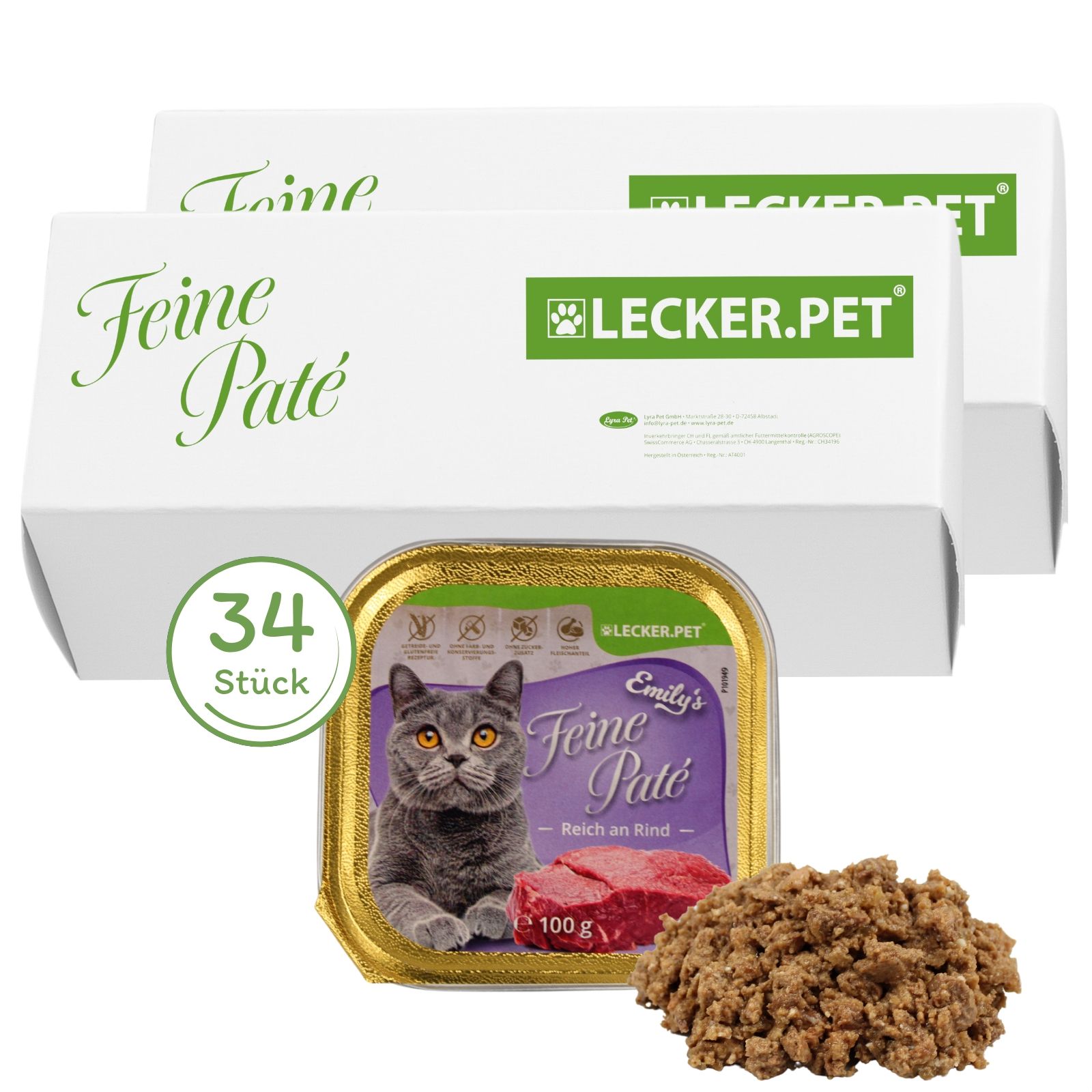 Lecker.Pet® Emily's Feine Paté Reich an Rind Katzenfutter Nassfutter Vollnahrung 3,4 kg Nicht relevant