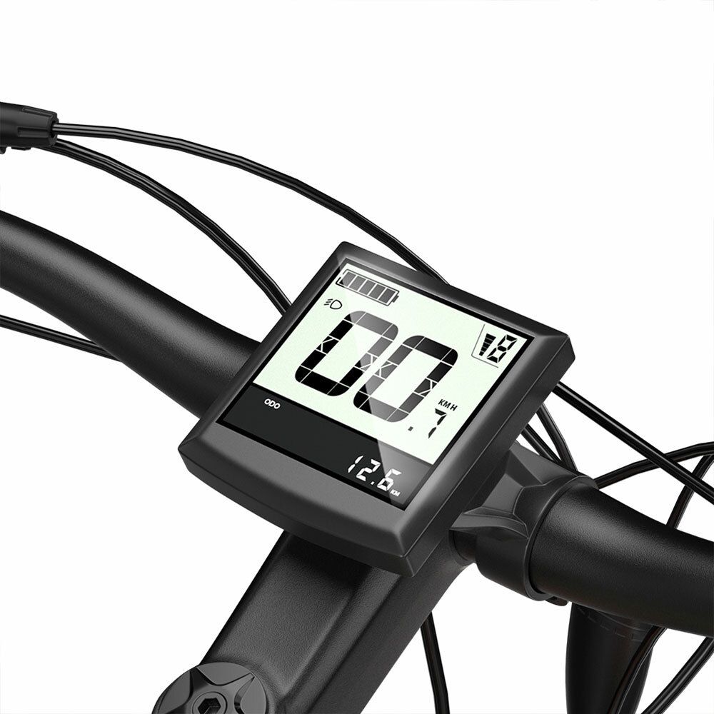 Digitales Display an einem Elektrofahrrad. Zeigt Geschwindigkeit, Akku und andere Informationen.