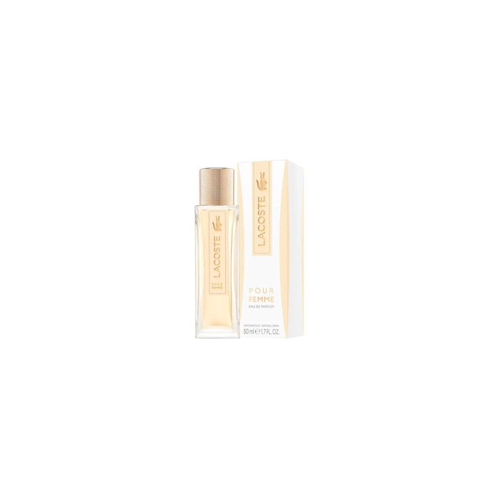 Kleine Ansicht von Lacoste Pour Femme Eau de Parfum Flakon und Umverpackung.