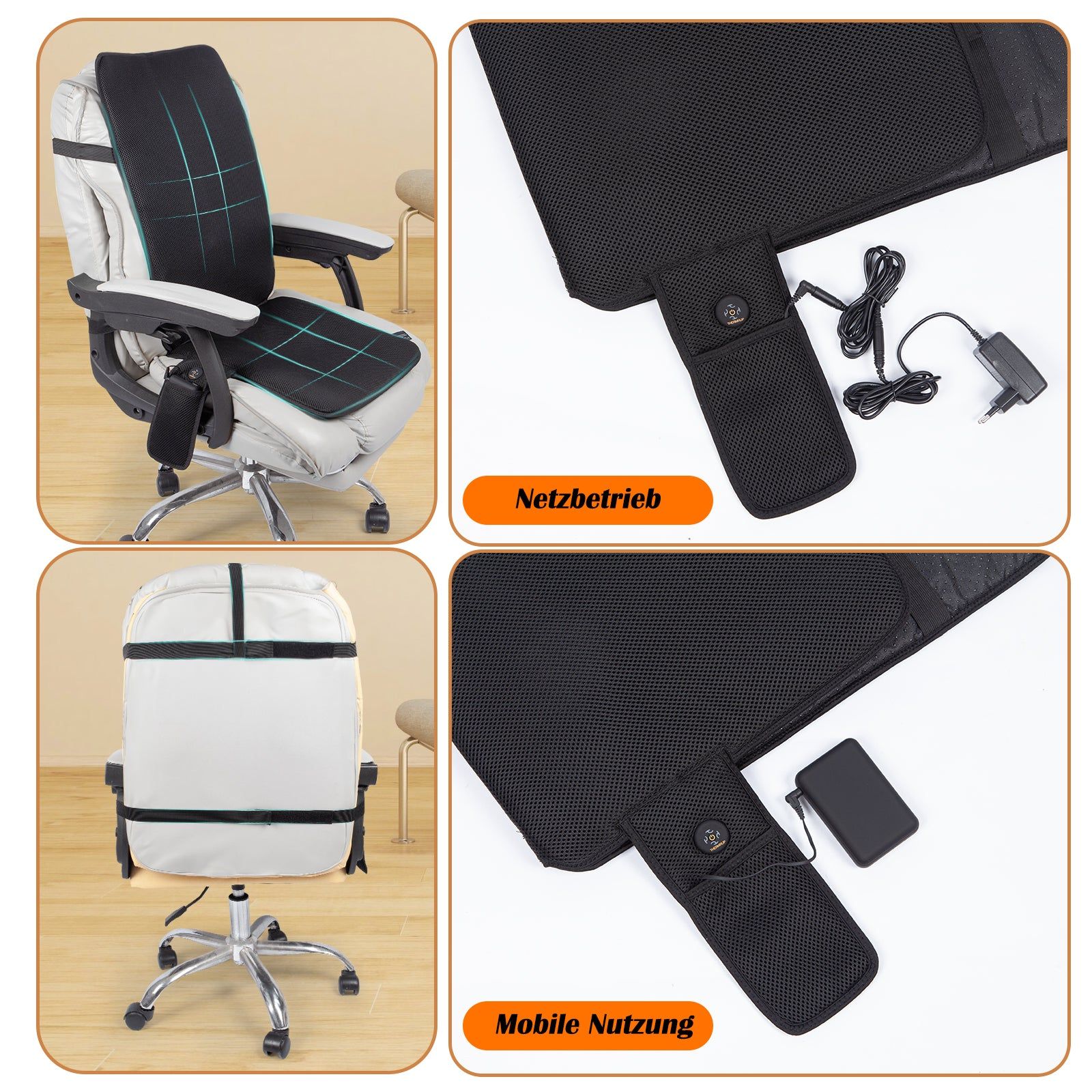 Mobile Beheizbare Sitzauflage 40x110cm – Akku- & Netzbetrieb