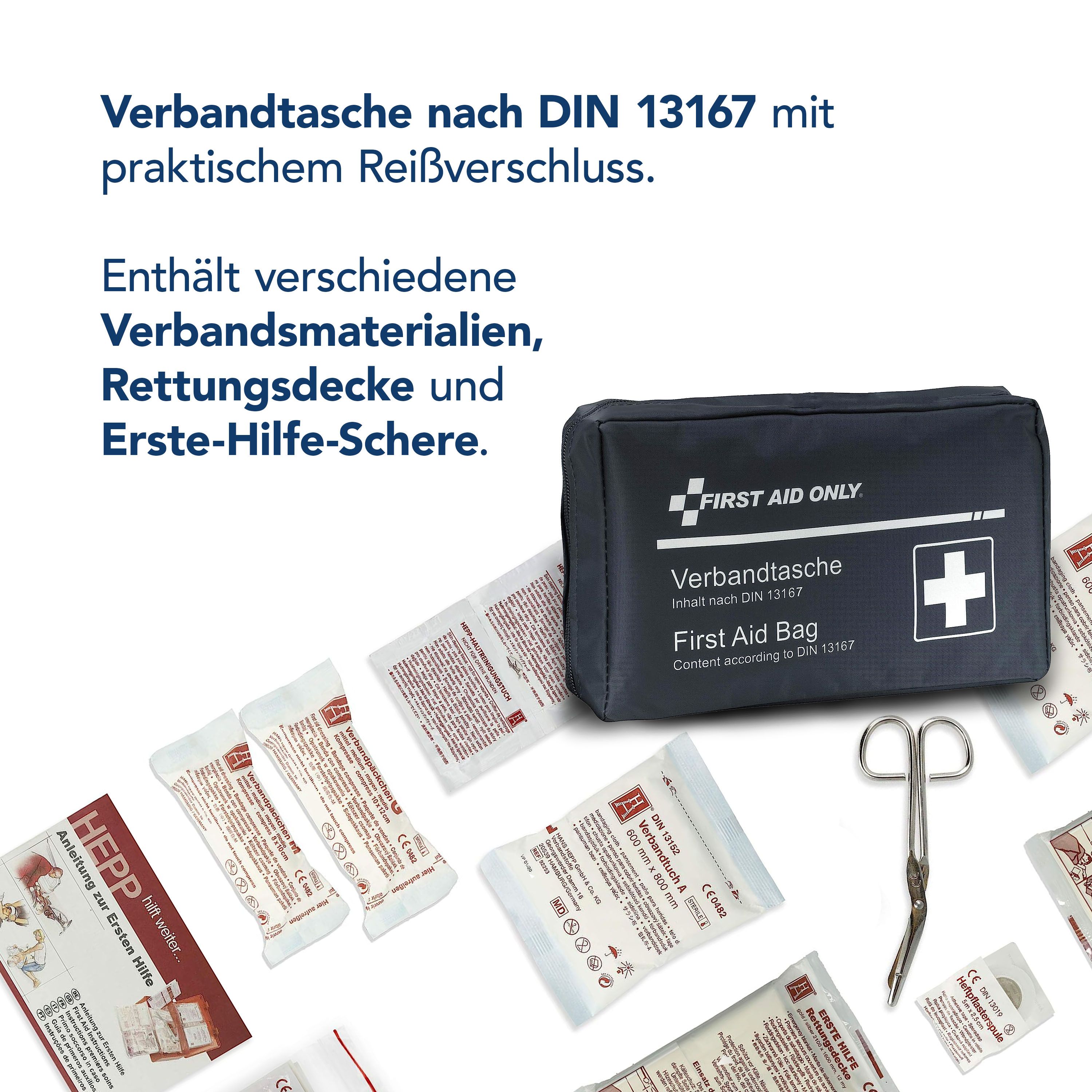 First Aid Only Set Verbandtasche DIN 13167 mit Warnweste