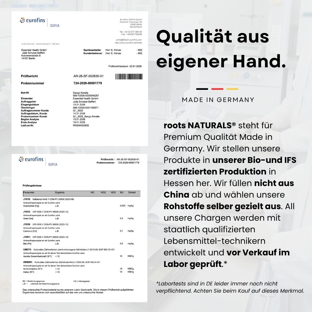 Sango Meereskoralle Kapseln (Sango Koralle Calcium + Magnesium) von roots NATURALS®