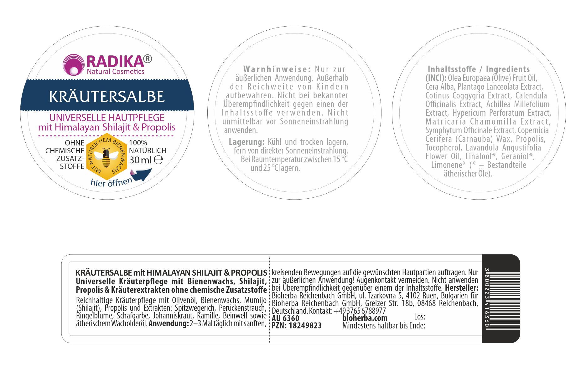 Bioherba Kräutersalbe mit Himalayan Shilajit und Propolis