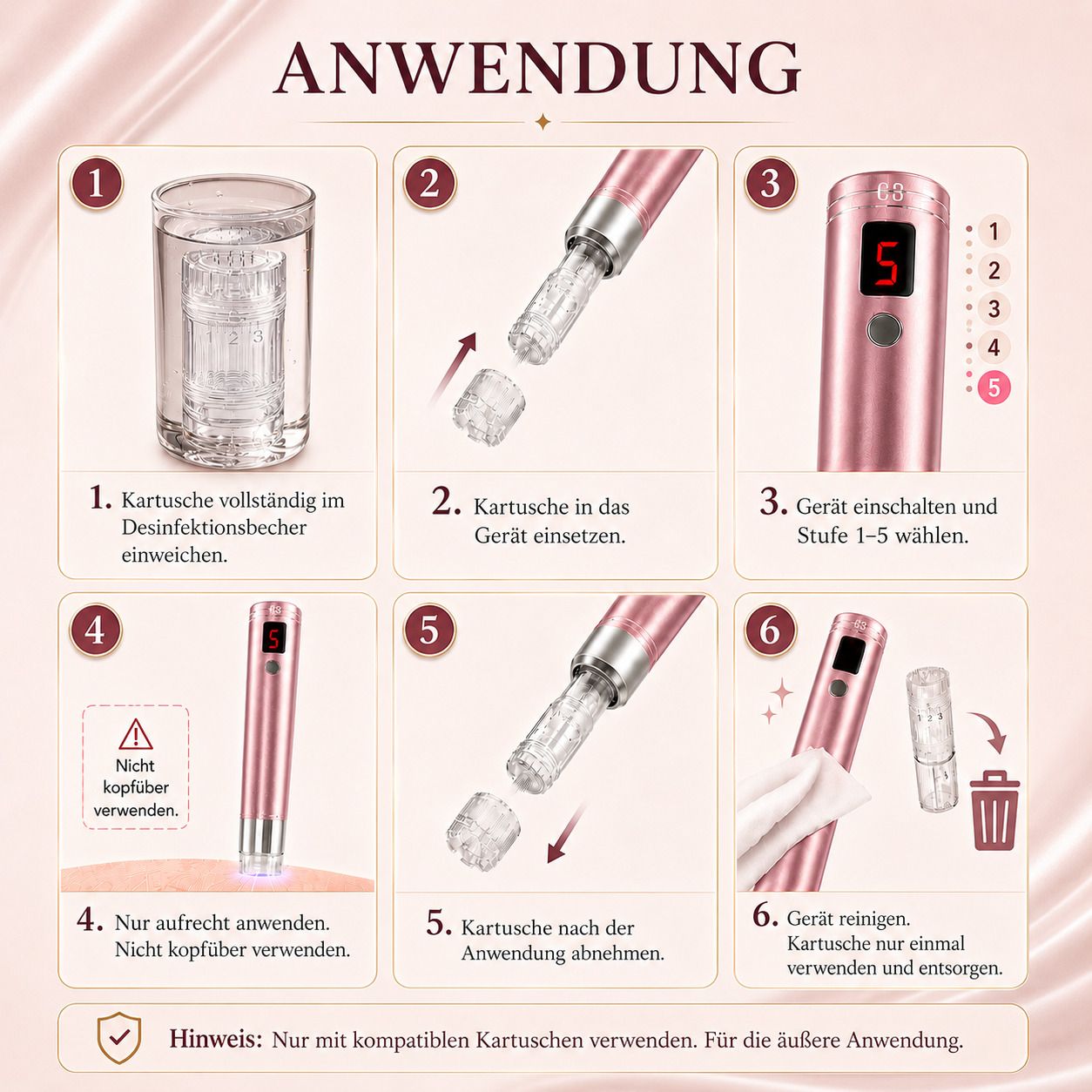 A3 Fusion Pen, neue Generation mit 3 ml Kartusche, einstellbare Abgabe, 5 Stufen & Sicherheitsstopp