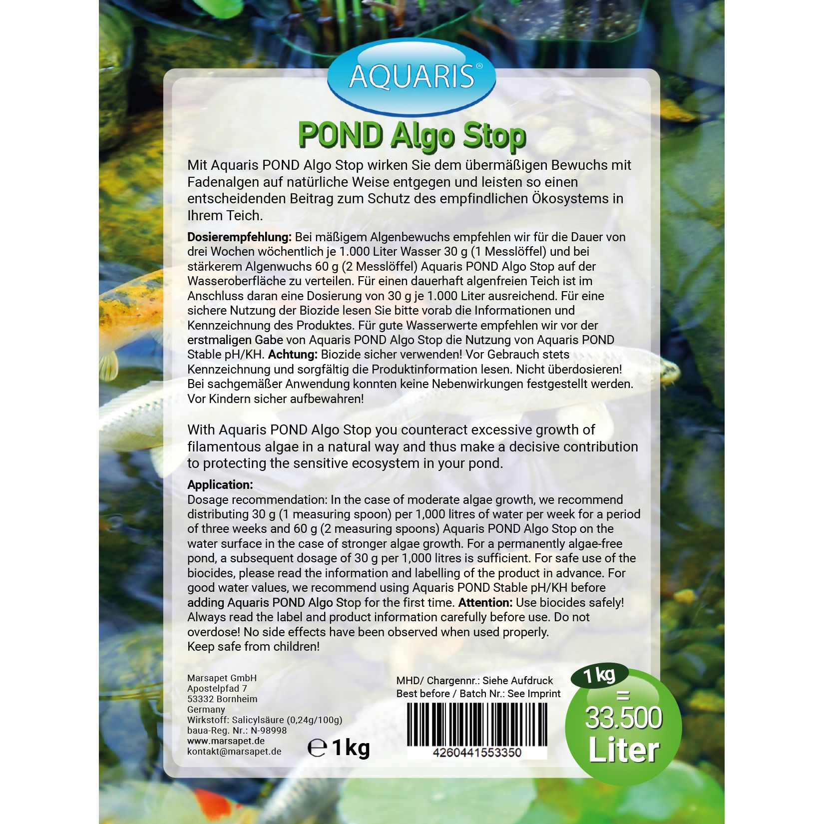 AQUARIS Teichpflege-Produkte für Teichfische - POND Algo Stop