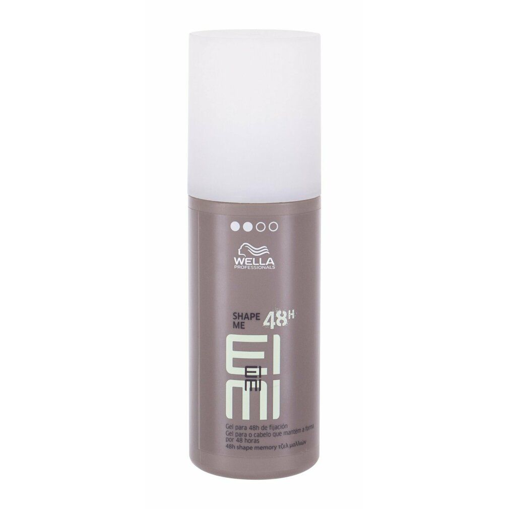 Braune Flasche mit weißem Deckel. Aufschrift: Wella Eimi Shape Me 48h.
