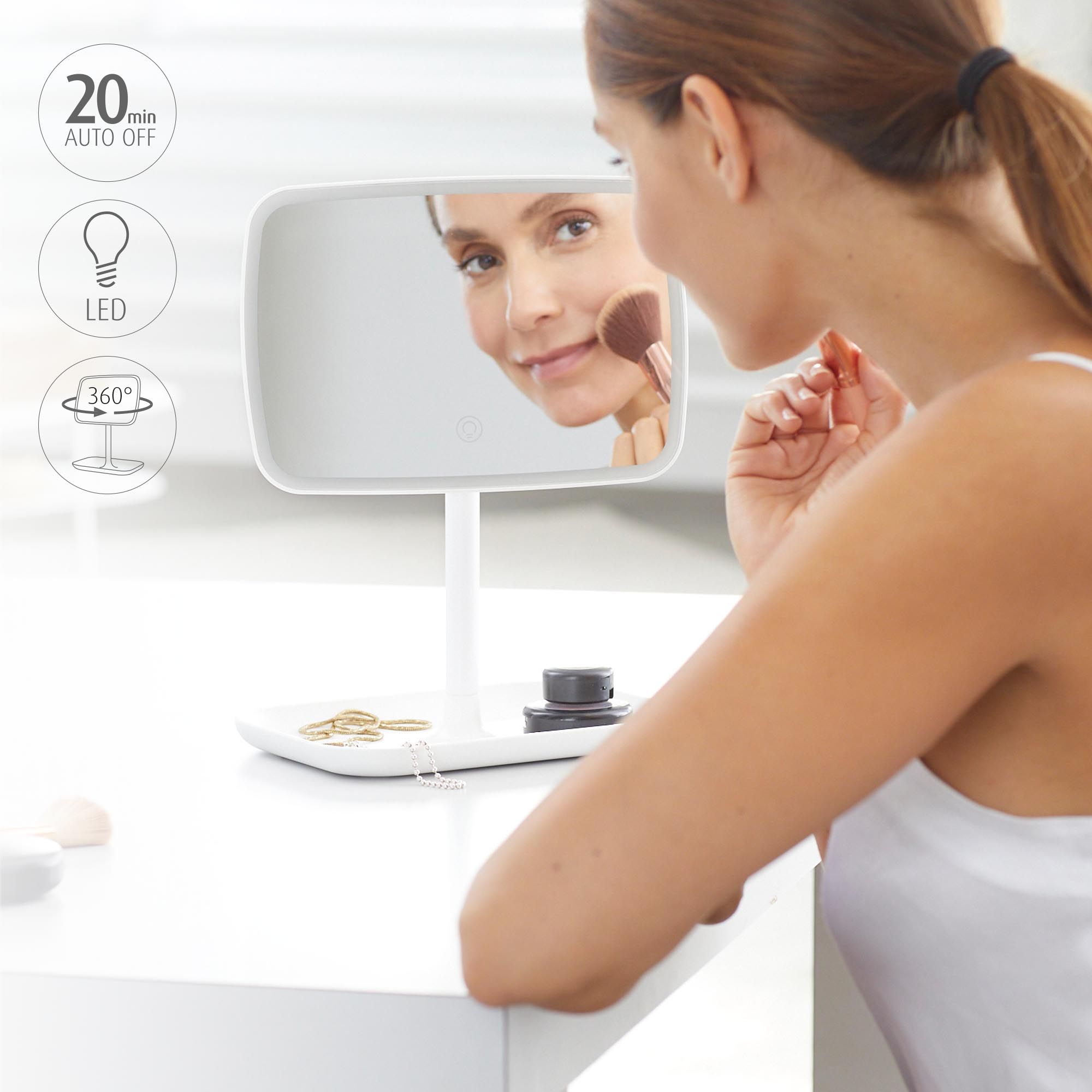medisana CM 848 Kosmetikspiegel - Schminkspiegel mit dimmbarer LED-Beleuchtung und 5 & 10-fach Zoom