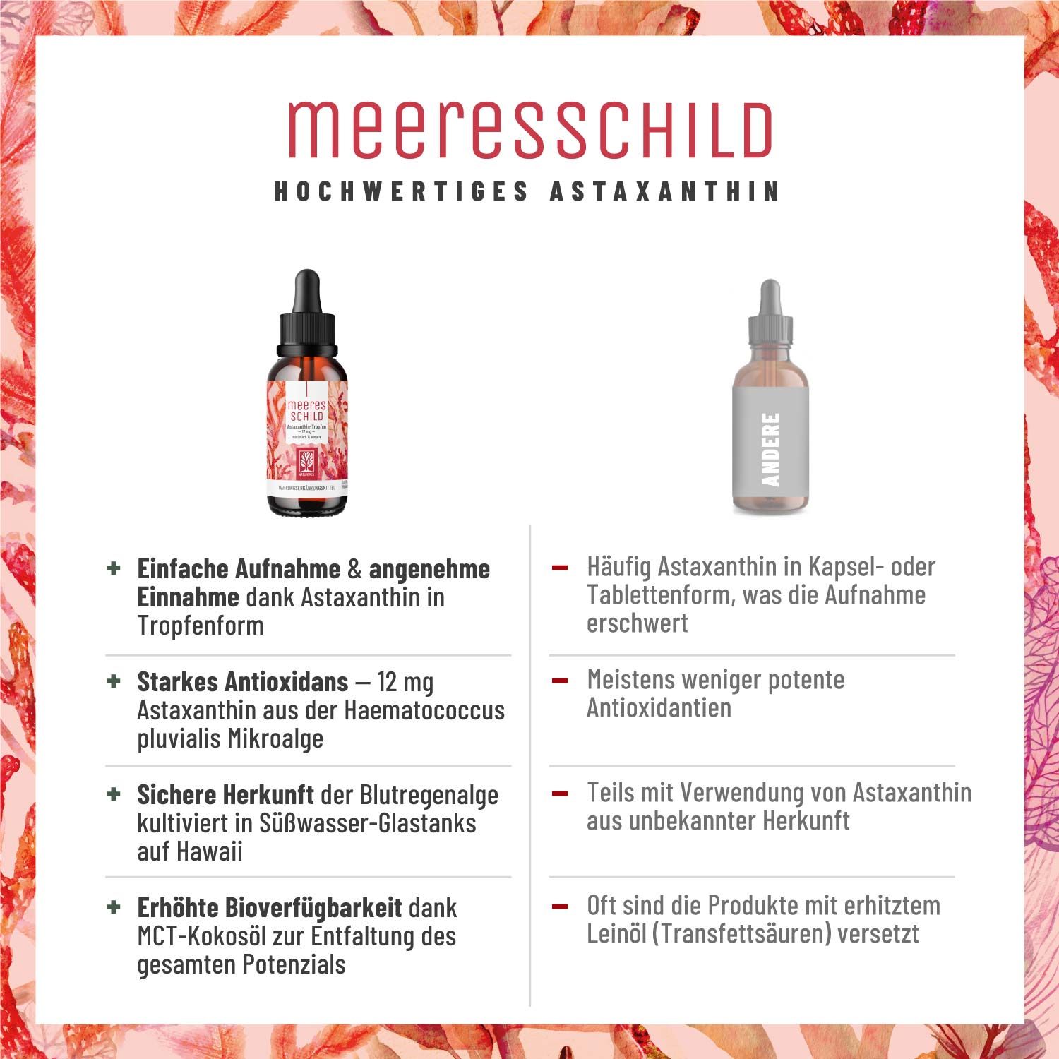 Astaxanthin Tropfen hochdosiert - Meeresschild - NATURTREU®