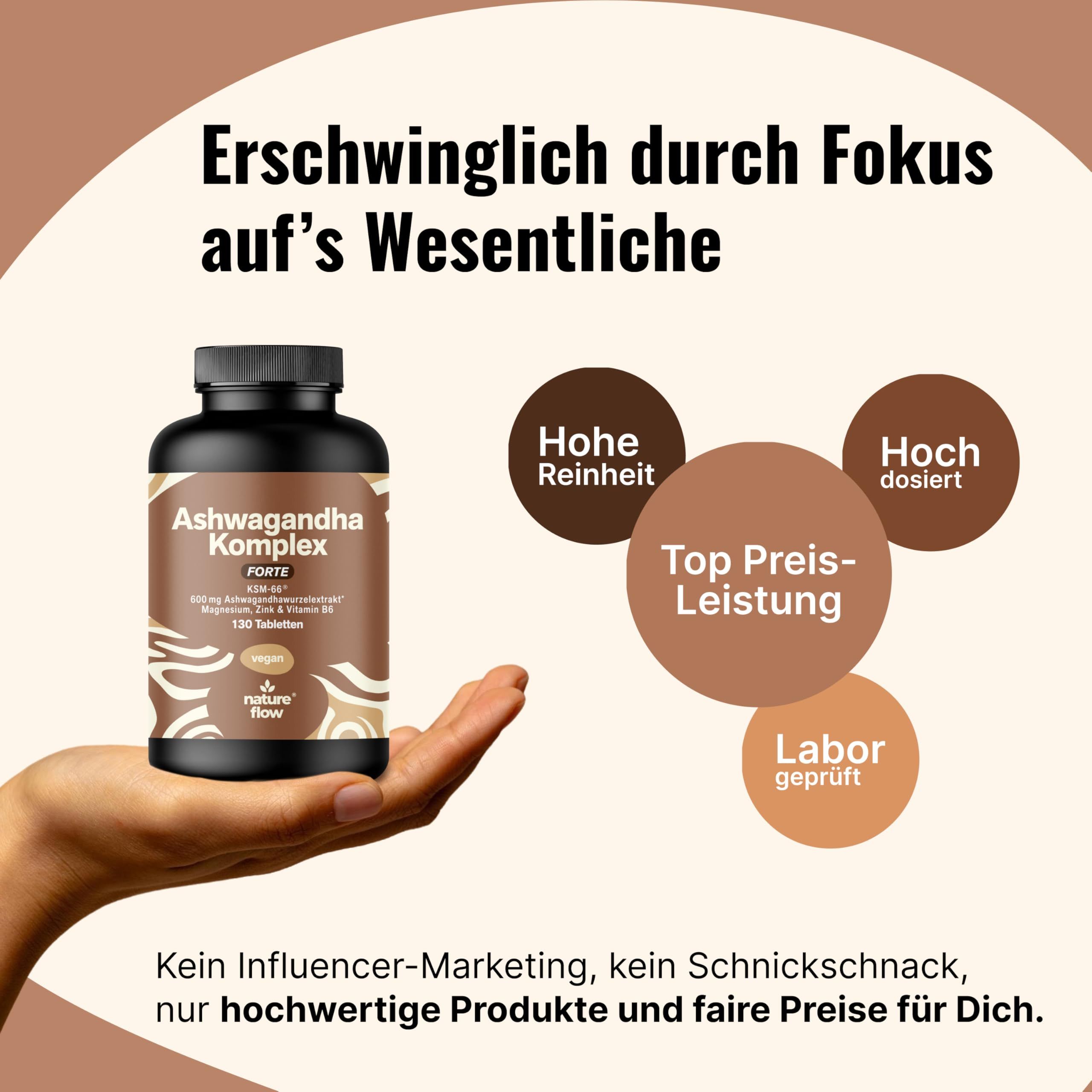 Ashwagandha Forte - 130 Tabletten -  KSM-66 - Nature Flow