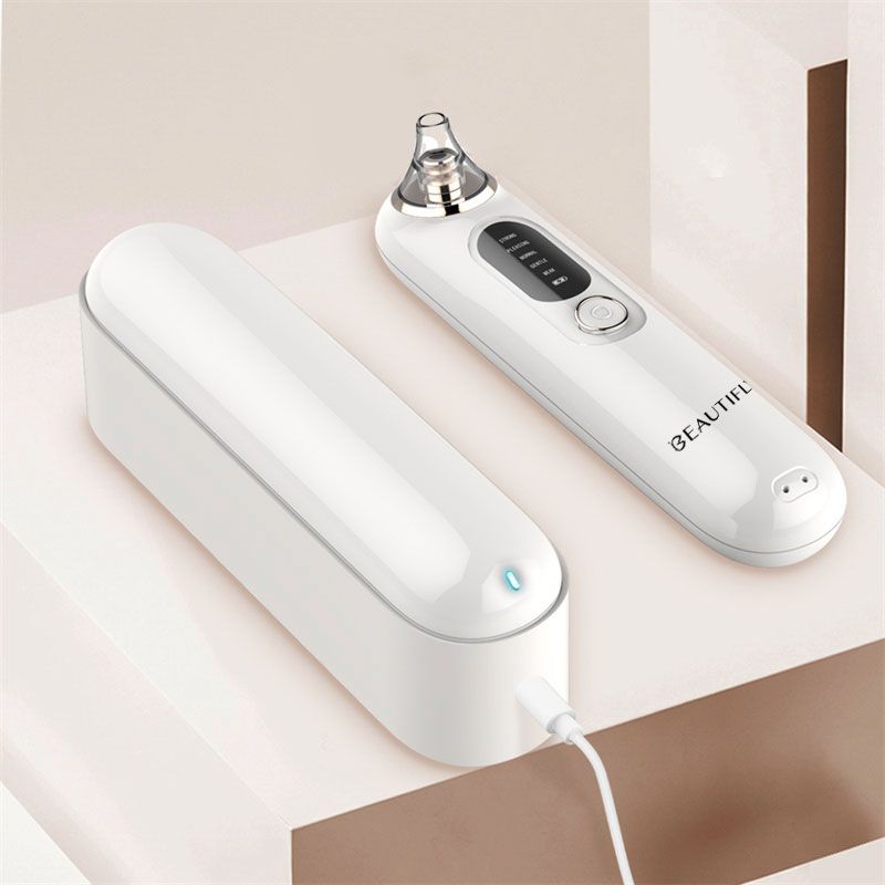 BEAUTIFLY B-Derma Glow Diamant Mikrodermabrasion-Gerät und Ladestation. Weiß, mit Ladekabel.