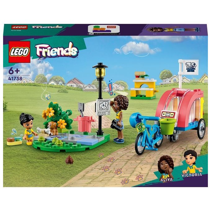 LEGO Friends 41738 Bici di Soccorso dei Cani, Giochi per Bambini con Animale Giocattolo e 2 Mini Ba