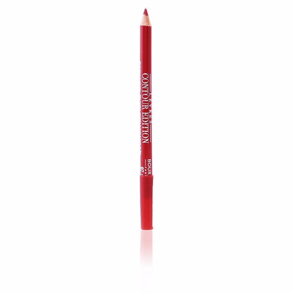 Roter Lipliner mit Spitze und Kappe. Aufschrift: Contour Edition. Marke Bourjois.