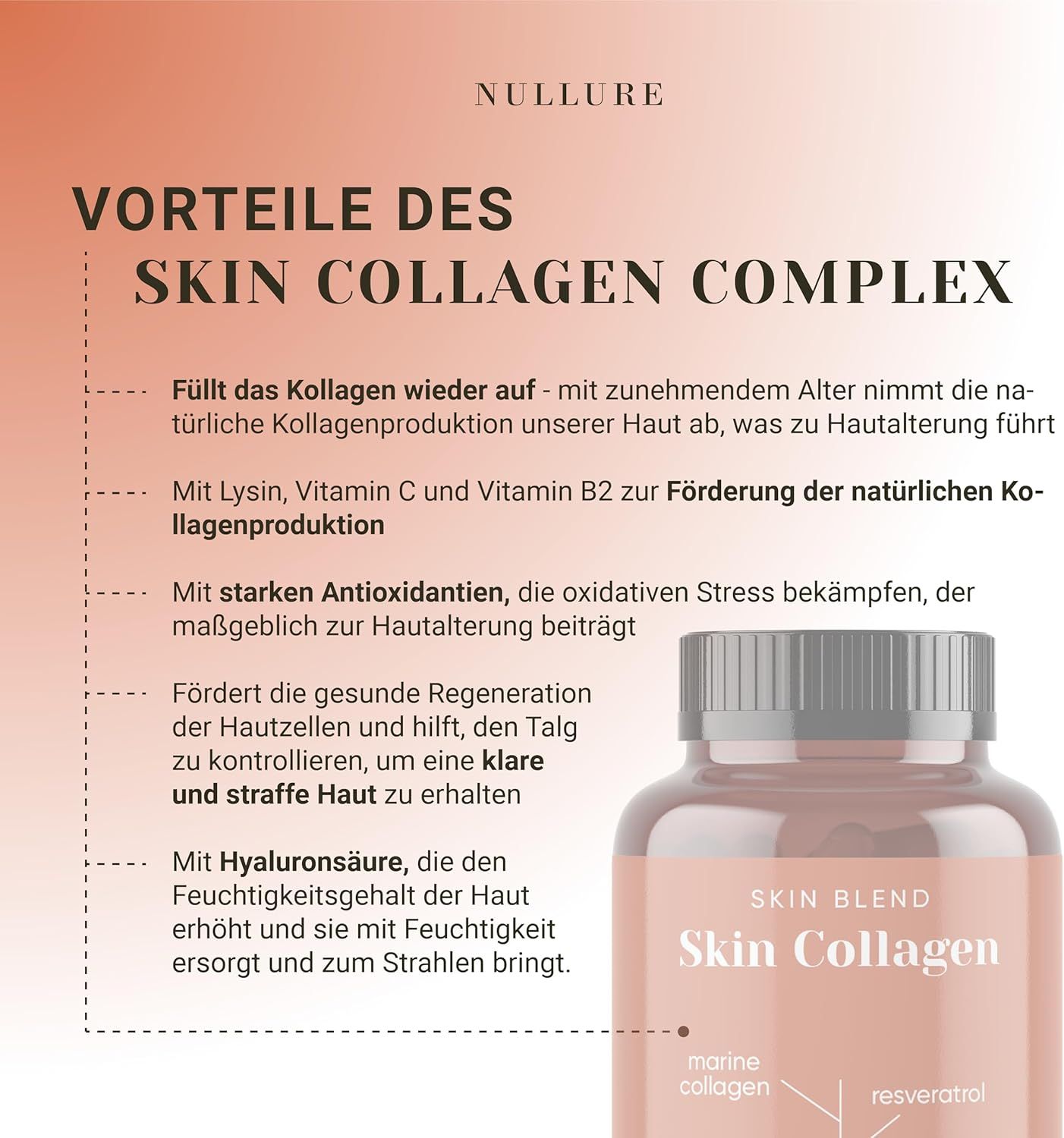 Nullure Kollagen – Marine Kollagen mit Hyaluronsäure und Vitamin C