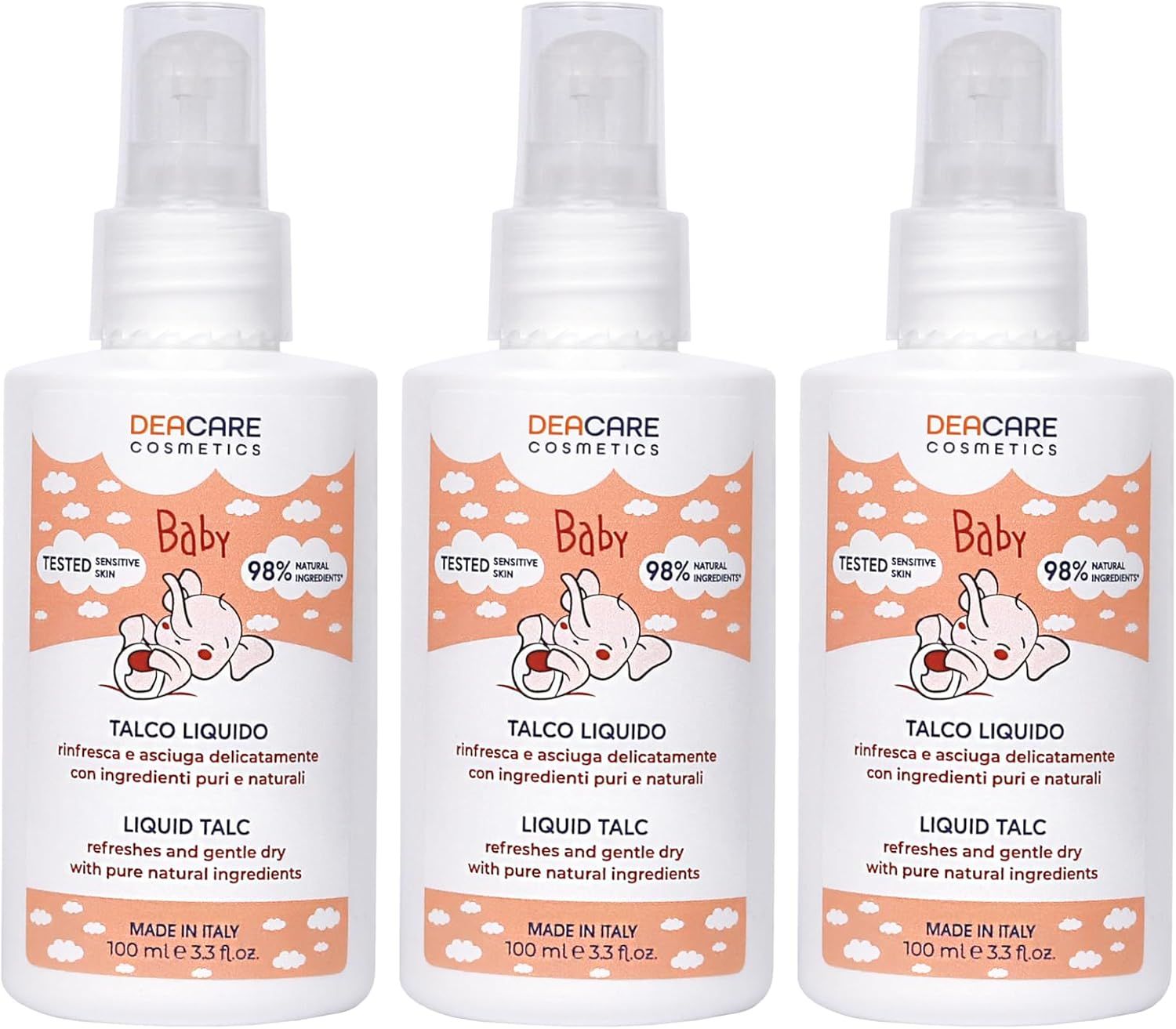 DEACARE Baby - Talco Liquido - Naturale - Bambini e Neonati - Rinfrescante