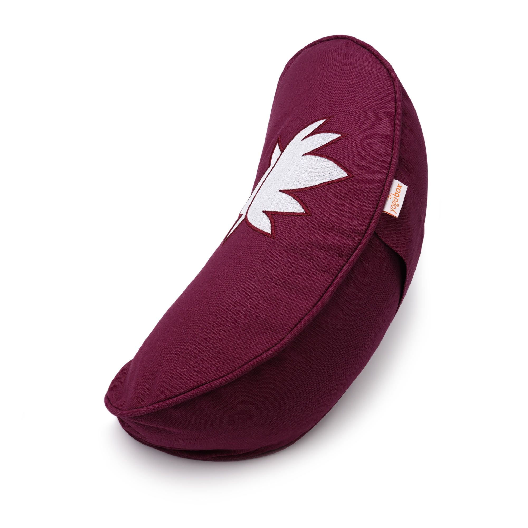 yogabox Yogakissen Halbmond BASIC Lotus Stick weiß - aubergine - 40 x 17 x 12,0 cm
