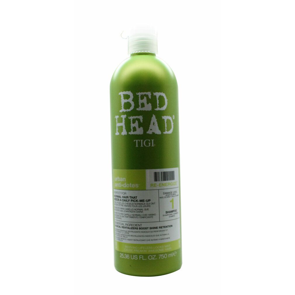 Grüne Tigi Bed Head Flasche mit weißem Aufdruck 'BED HEAD' und 'TIGI'.