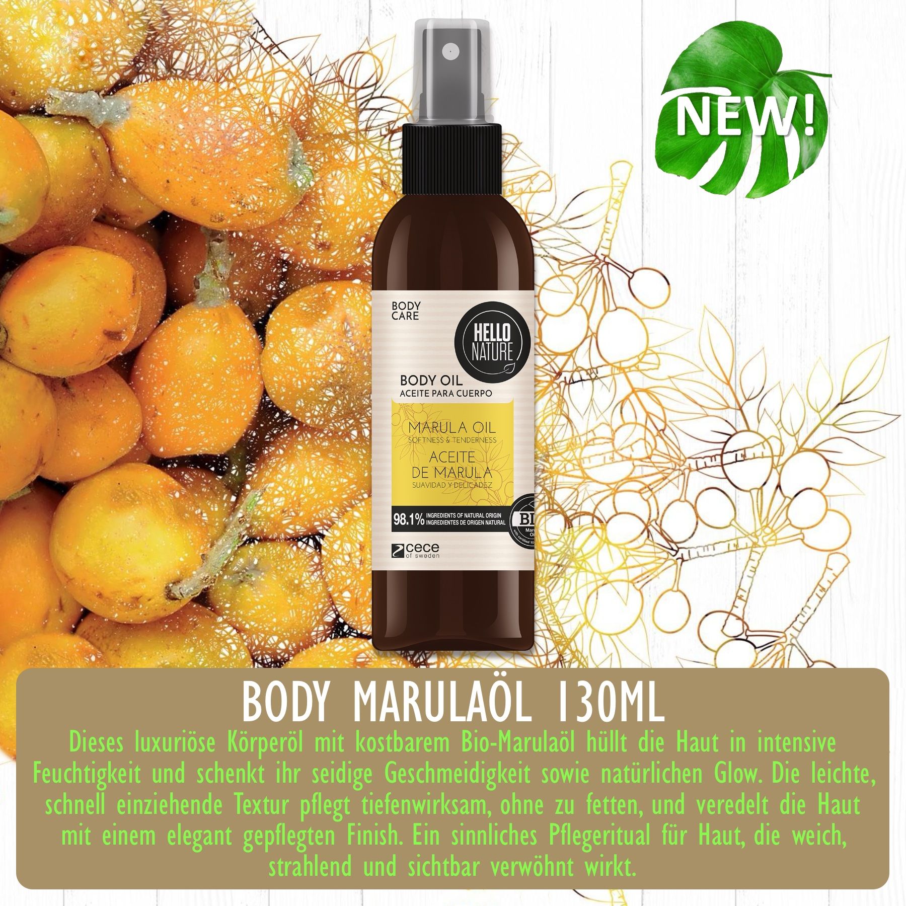 Hello Nature Körperöl mit Marula Öl für Körperpflege