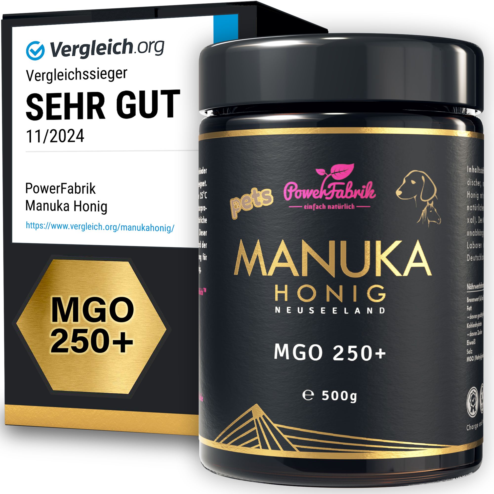 PowerFabrik Manuka Honig für Tiere, MGO 250+