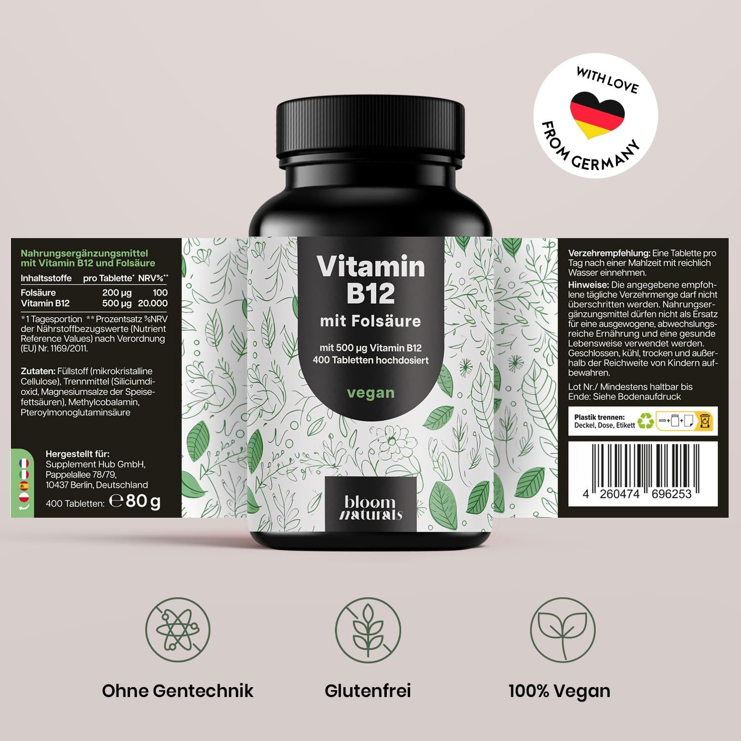 Bloom Naturals Vitamin B12 Tabletten 500µg