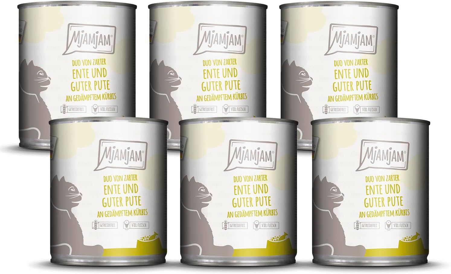 MjAMjAM - DUO von zarter Ente & guter Pute an gedämpftem Kürbis 6x800 g Futter