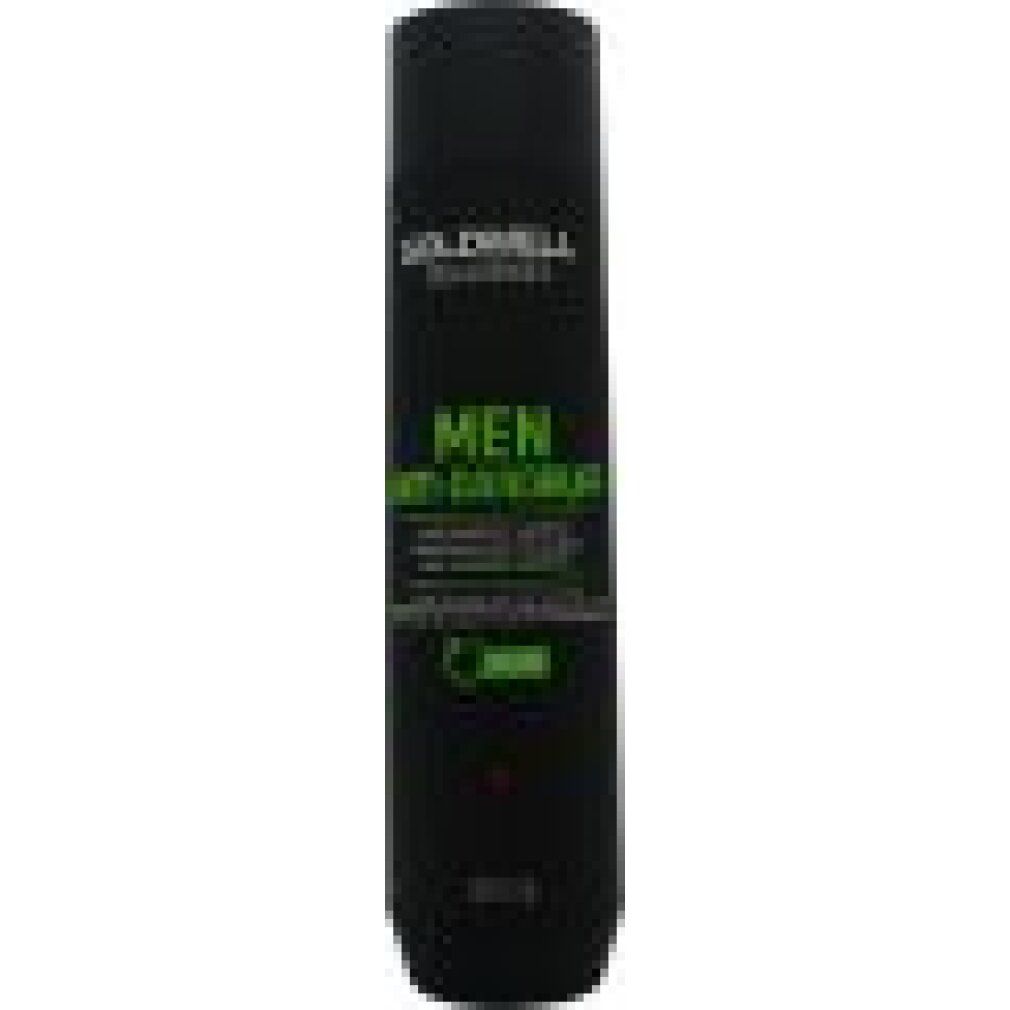 Schwarze Flasche Goldwell Dualsenses Men Anti-Schuppen Shampoo. Text: Anti-Schuppen Shampoo. 300ml.