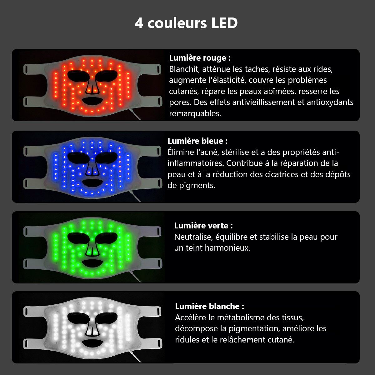LED-Gesichtsmaske, Lichttherapie, 4 Farben-PALOMA BEAUTIES