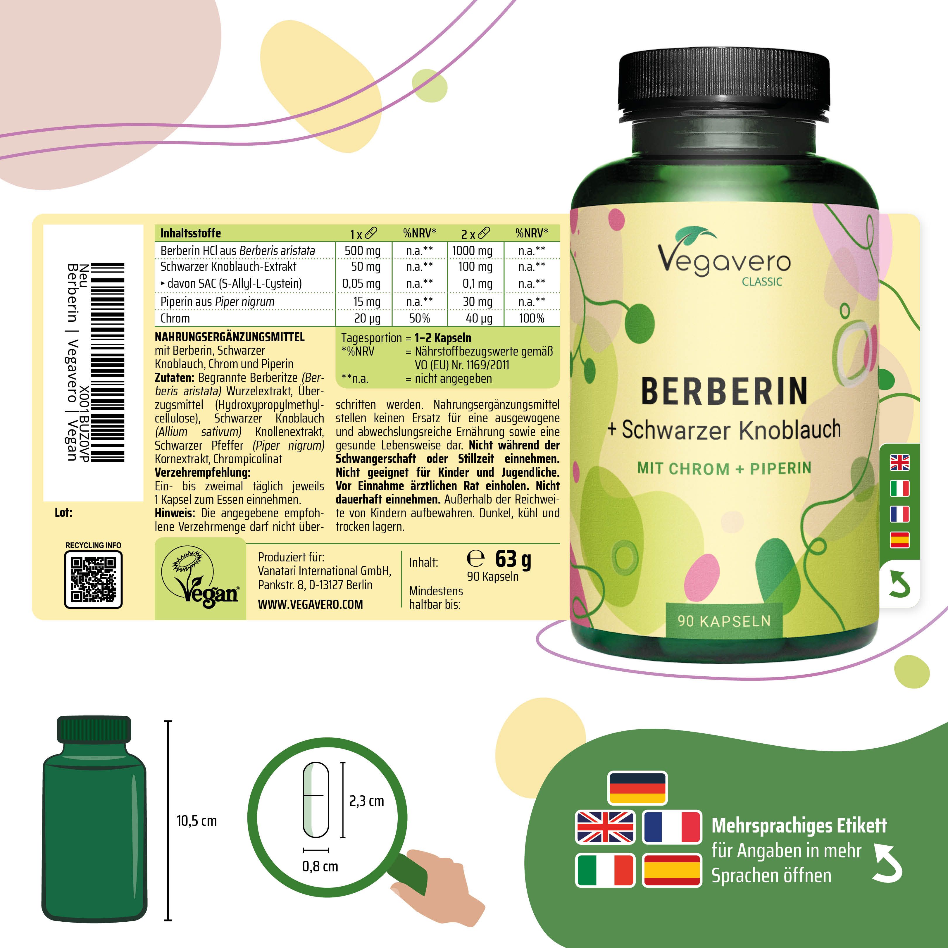 VEGAVERO Berberin + Schwarzer Knoblauch