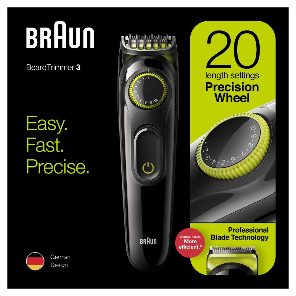 Braun - Trimmer fürs Gesicht "BeardTrimmer BT3221" in Schwarz/Grün