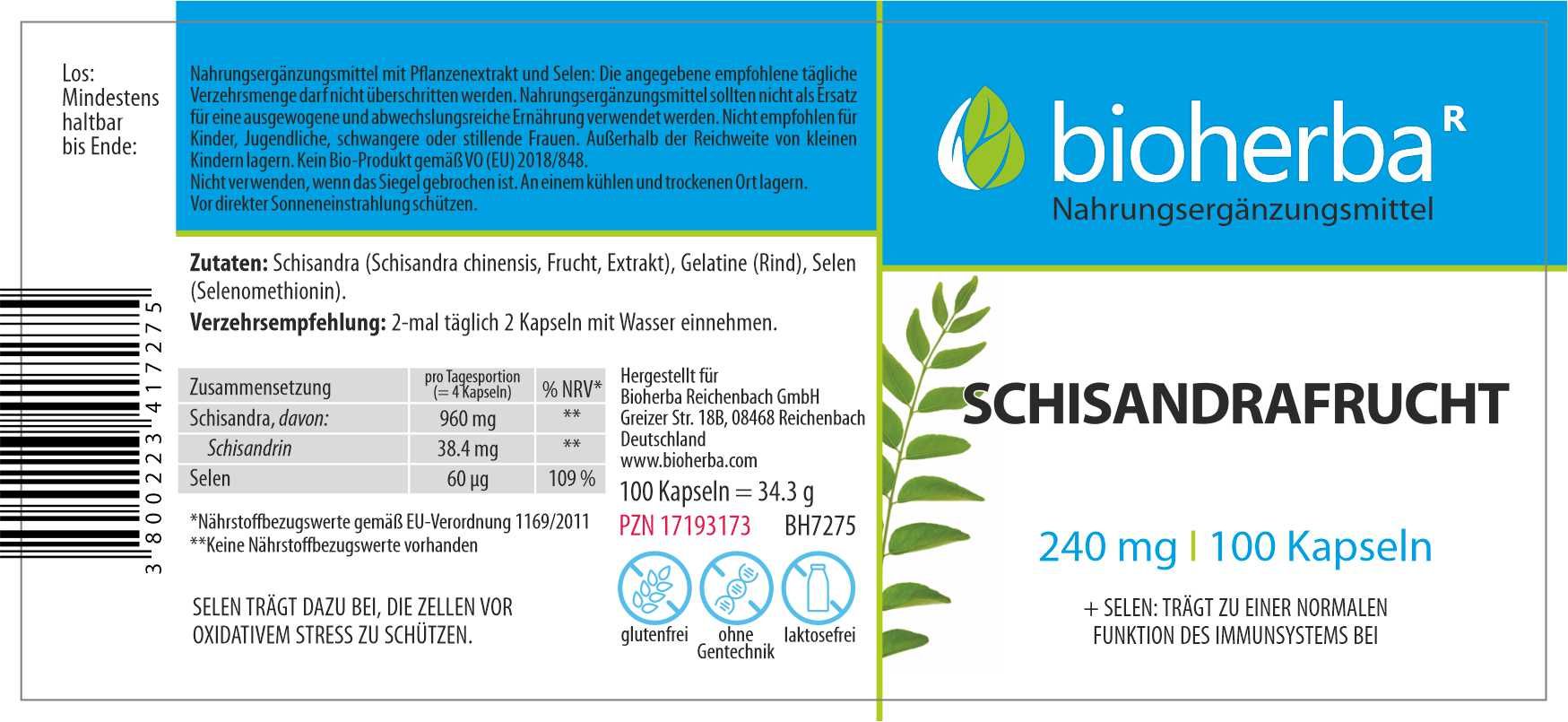Bioherba Schisandrafrucht Kapseln