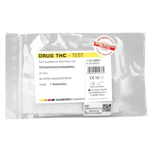 CLEARTEST Drogentest Urin, Nachweis von Tetrahydrocannabinol THC, 50 ng/l