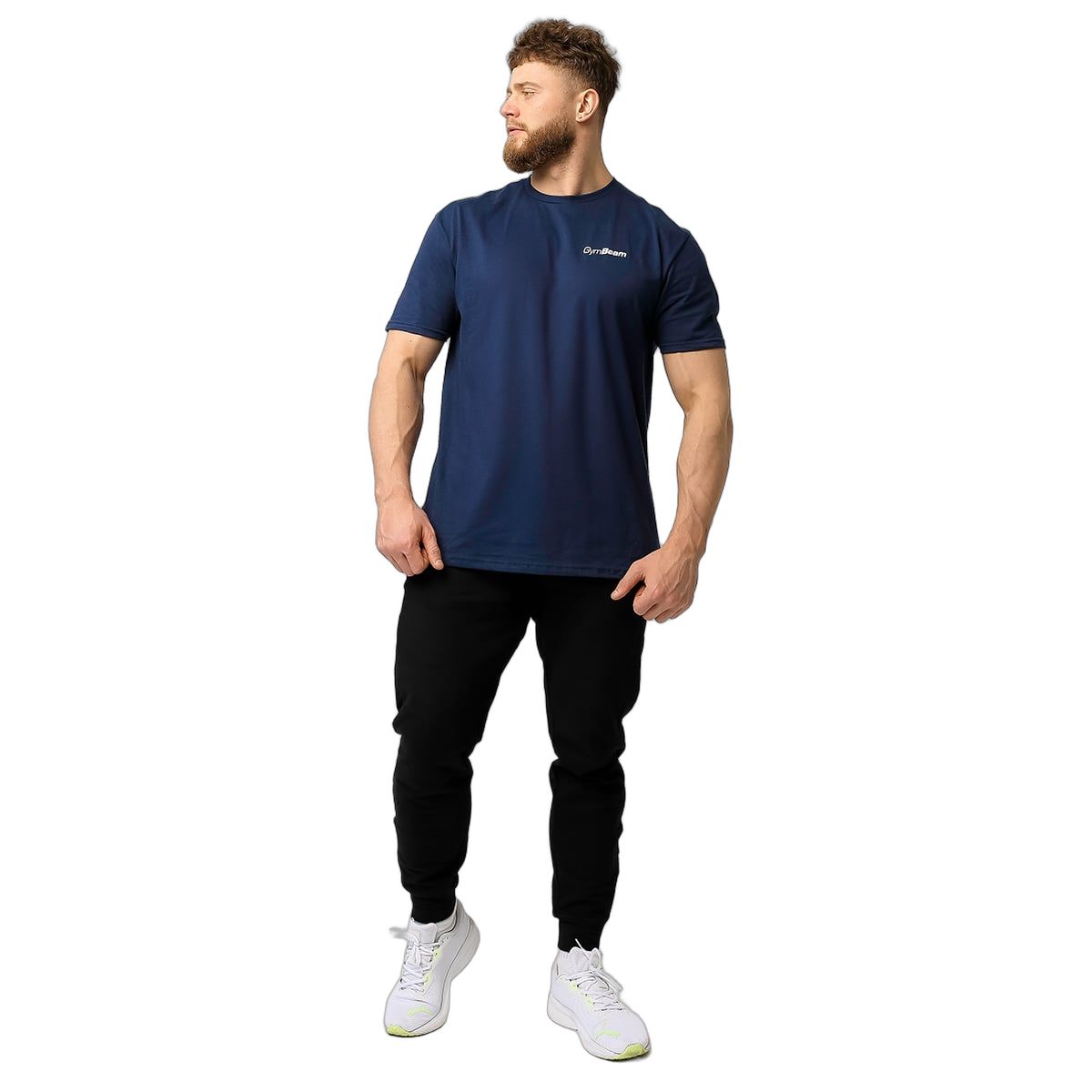GymBeam T-Shirt Herren regular Kurzarm Marineblau Basic
