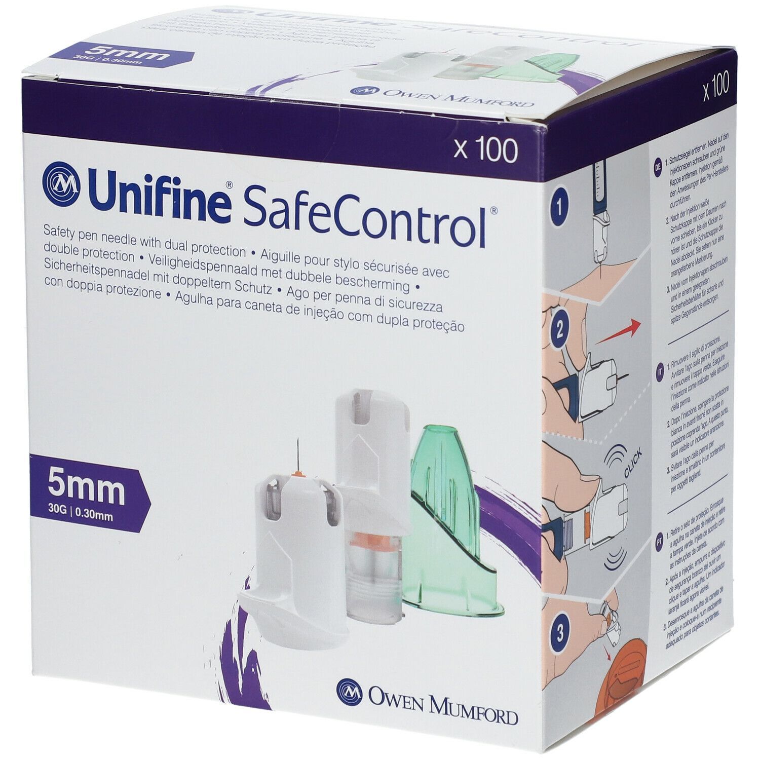 Unifine SafeControl Sicherheits-Pen-Nadeln 5 mm 100 St Kanüle