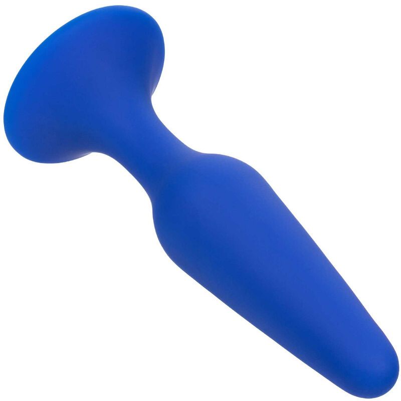 Blauer, konischer Analplug aus Silikon mit breiter Basis und abgerundeter Spitze.