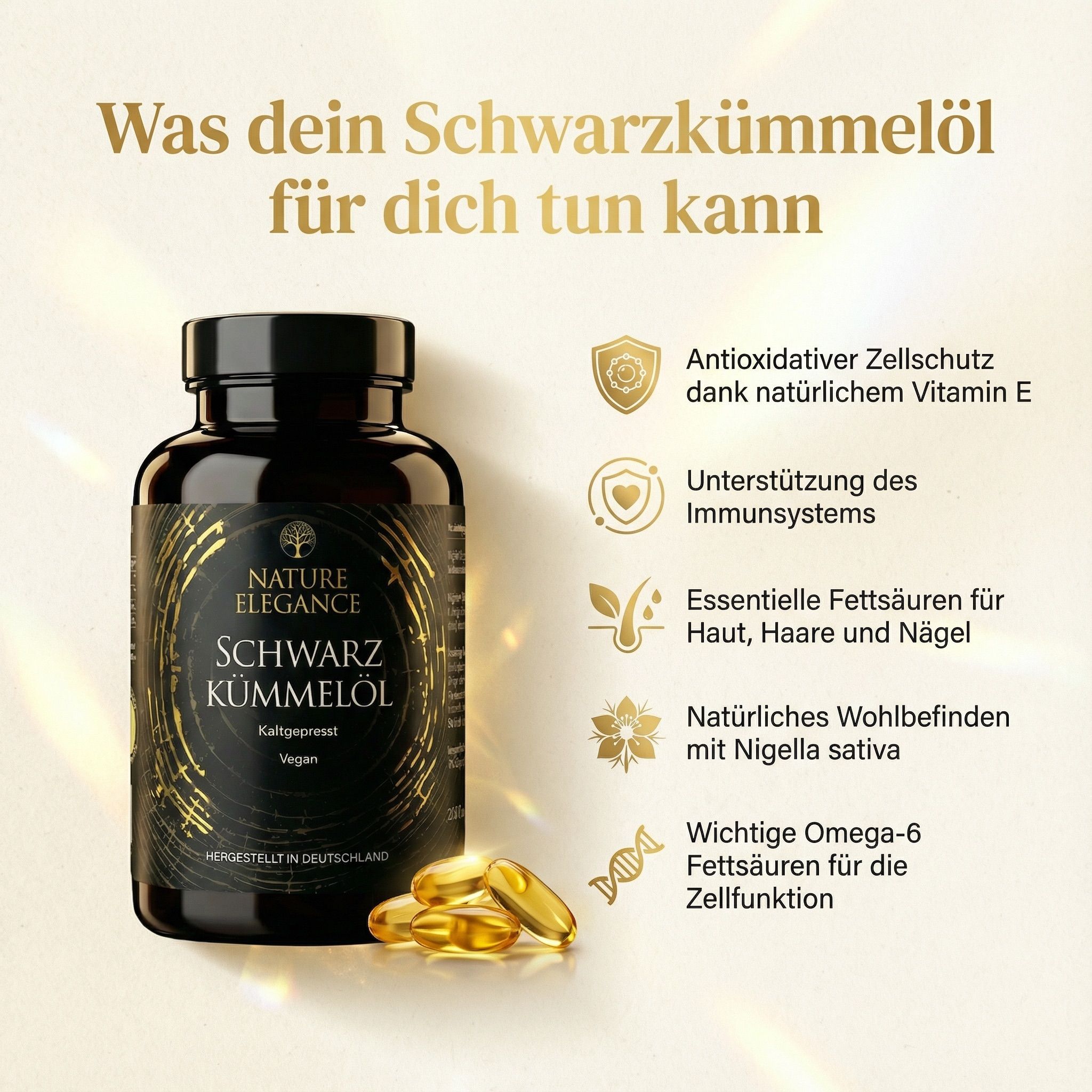 Nature Elegance Schwarzkümmelöl Kapseln