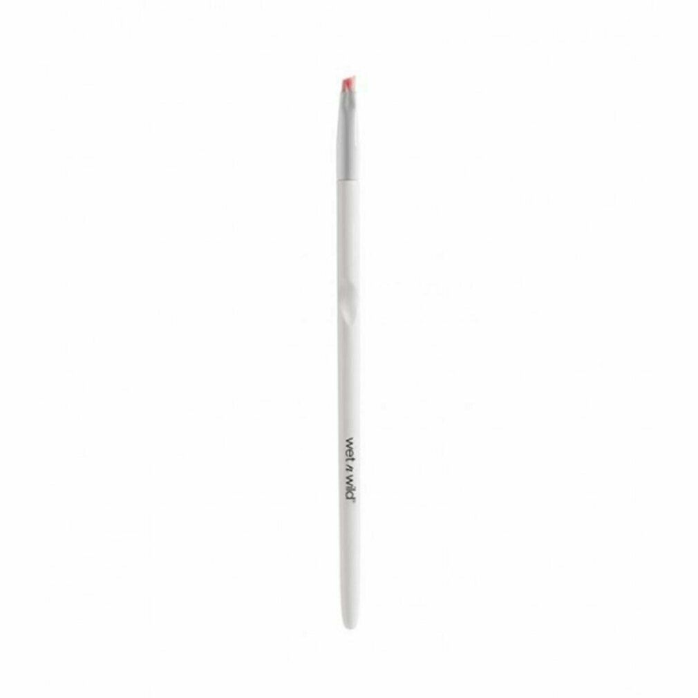 Angewinkelter Eyeliner-Pinsel mit weißem Griff und rosa Borsten. Der Markenname "wet n wild" ist auf dem Griff aufgedruckt.