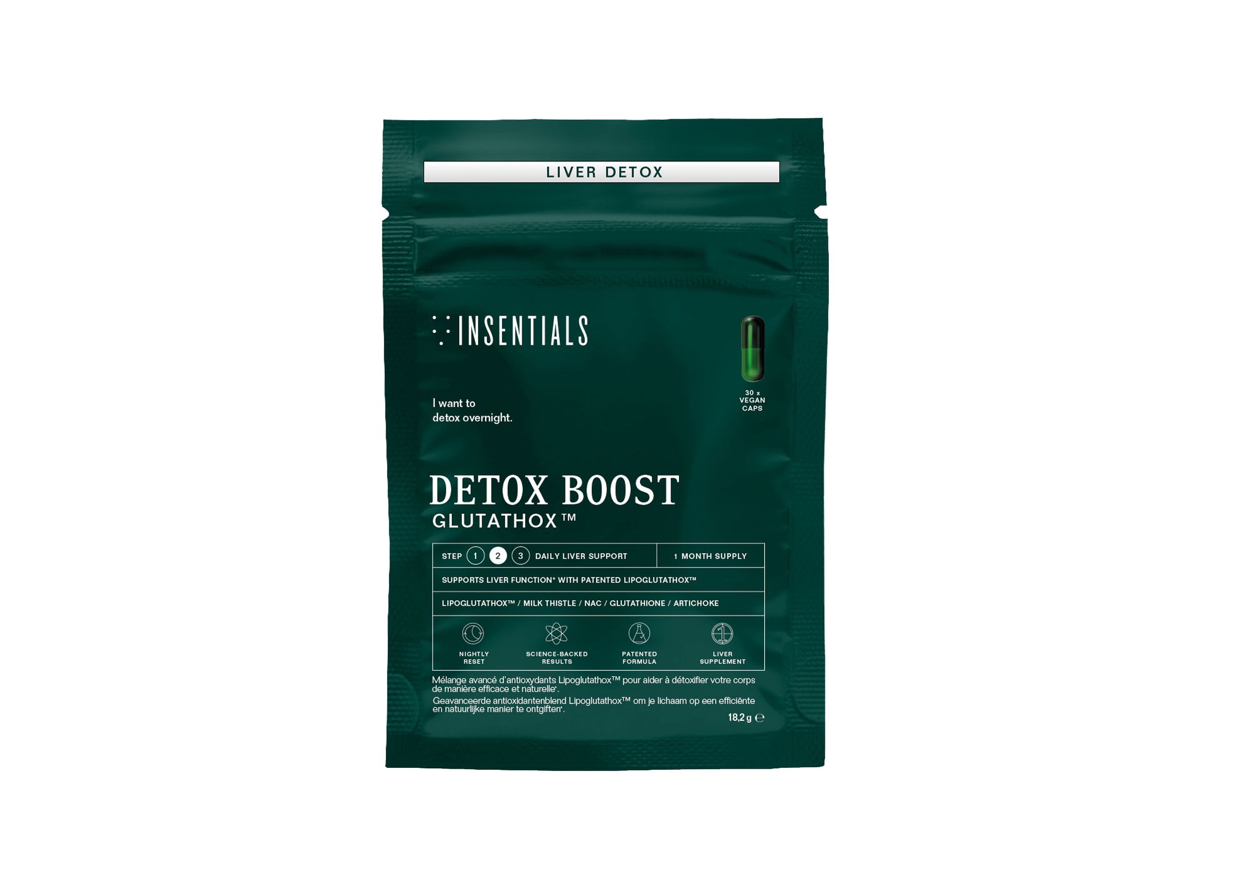 Insentials - Detox Boost (Lipoglutathox™) - supporto epatico quotidiano con cardo mariano, colina