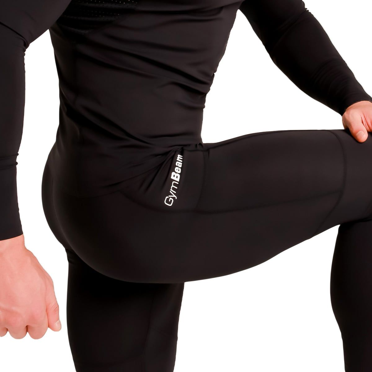 GymBeam Leggings Herren Slim mit Taschen Black High Kompression