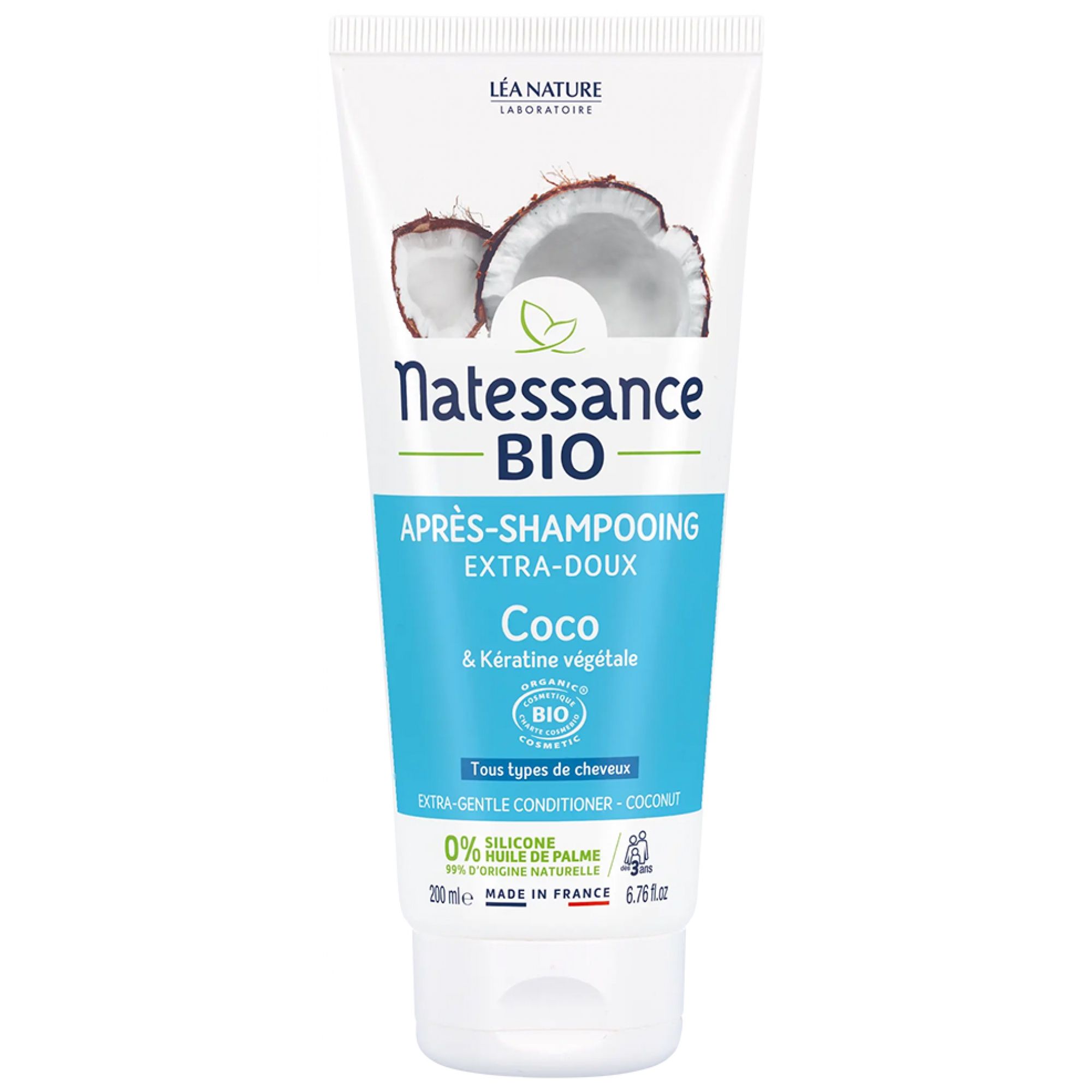 Natessance Bio-Kokosnuss- und Gemüse-Keratin Extra-Mild Conditioner 7,7x4,5x18,5 cm