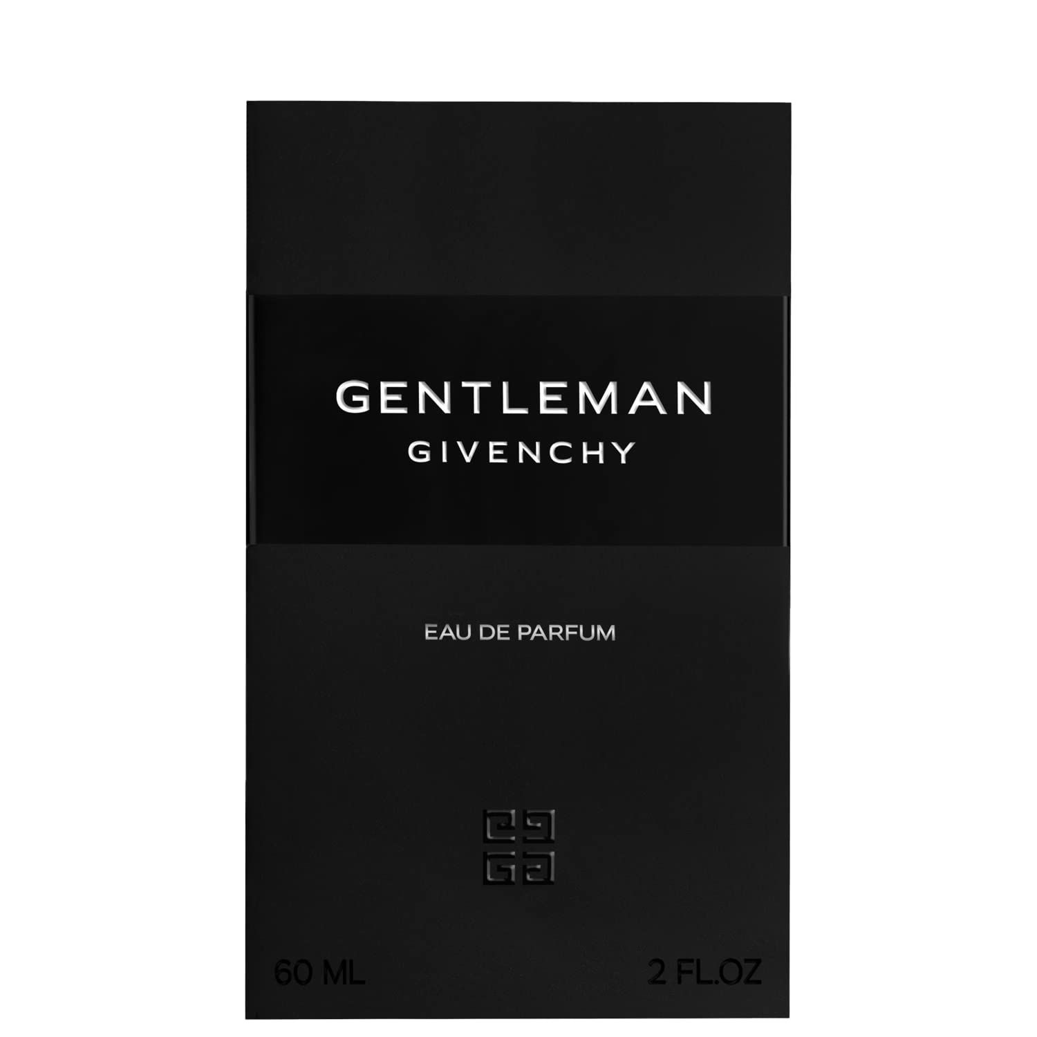 Schwarze Verpackung mit weißem Schriftzug GENTLEMAN GIVENCHY und Eau de Parfum. 60 ml und 2 FL.OZ.