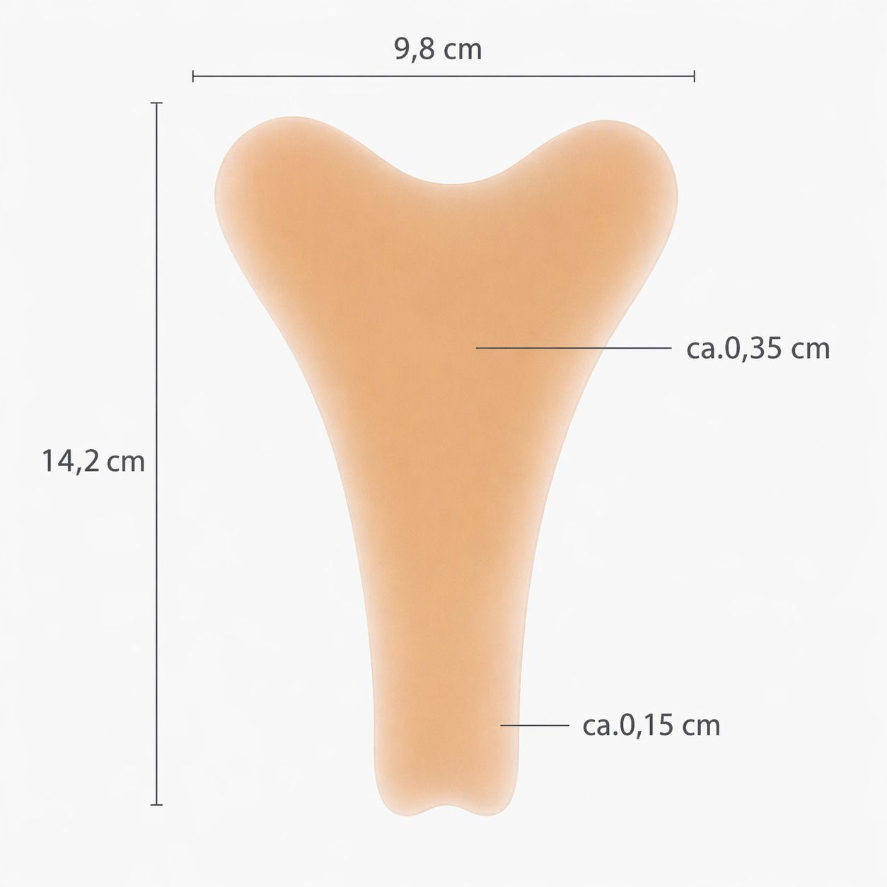 Beige, Y-förmige Silikon-Einlage. Maße: 14,2 x 9,8 cm, Dicke ca. 0,15-0,35 cm. Produktansicht.
