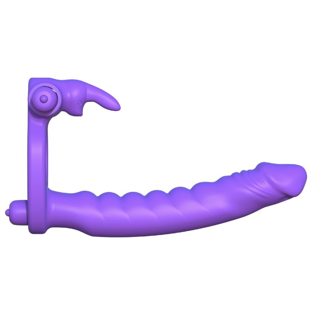 Vibro-Penisring „Double Rabbit“ mit Analdildo | Paartoy mit 3-fach Stimulation | Fetish Fantasy