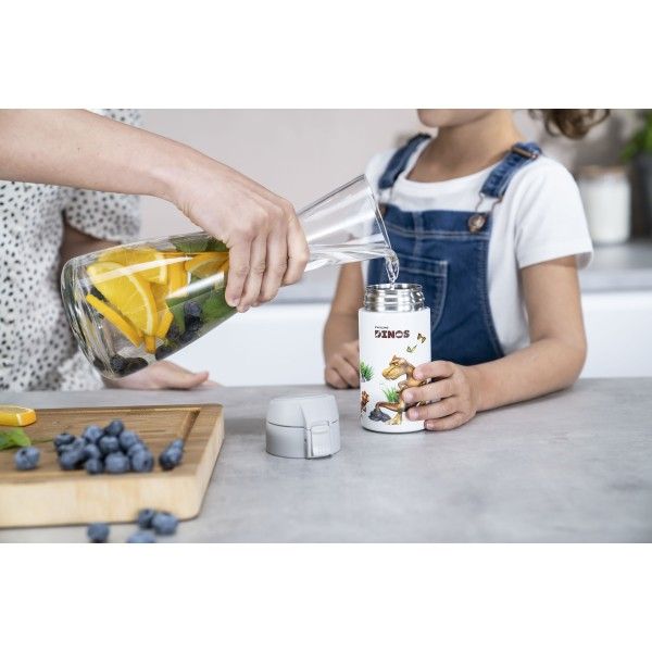 Zwilling Bottle Trinkflasche Dinos Edelstahl Weiß-Grau