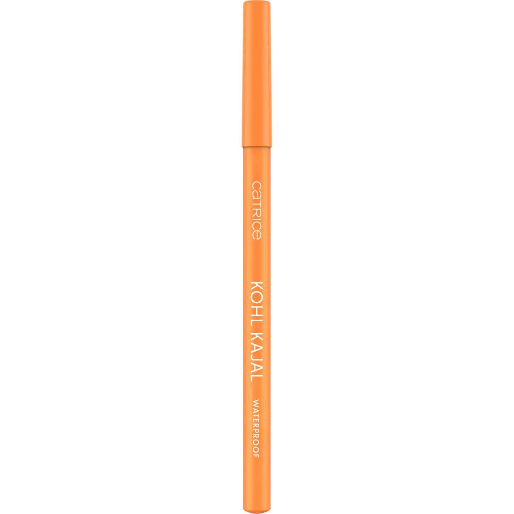 Orangener Kajalstift mit Kappe. Aufschrift: CATRICE, KOHL KAJAL, WATERPROOF.