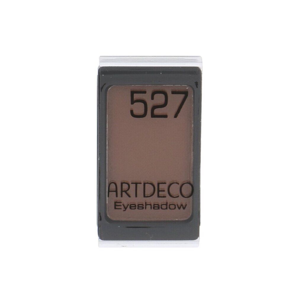 Brauner Lidschatten mit der Aufschrift 527 und ARTDECO Eyeshadow in schwarzer Verpackung.