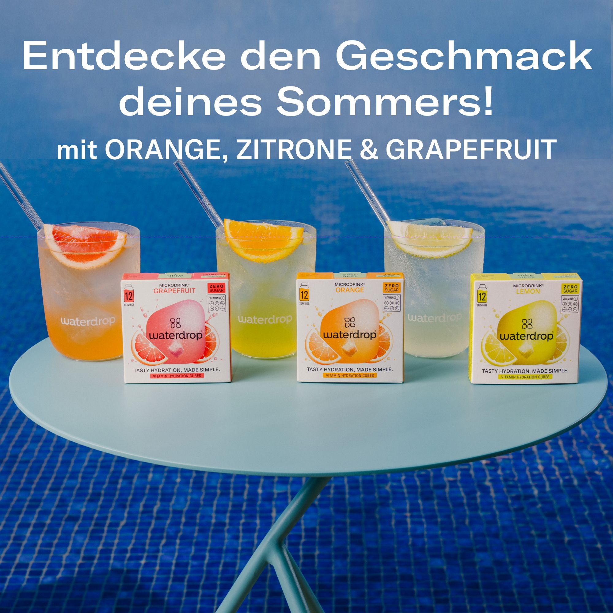 waterdrop® Citrus Set – 36 Würfel mit Extrakten & Vitaminen - ORANGE & ZITRONE – vegan, zuckerfrei