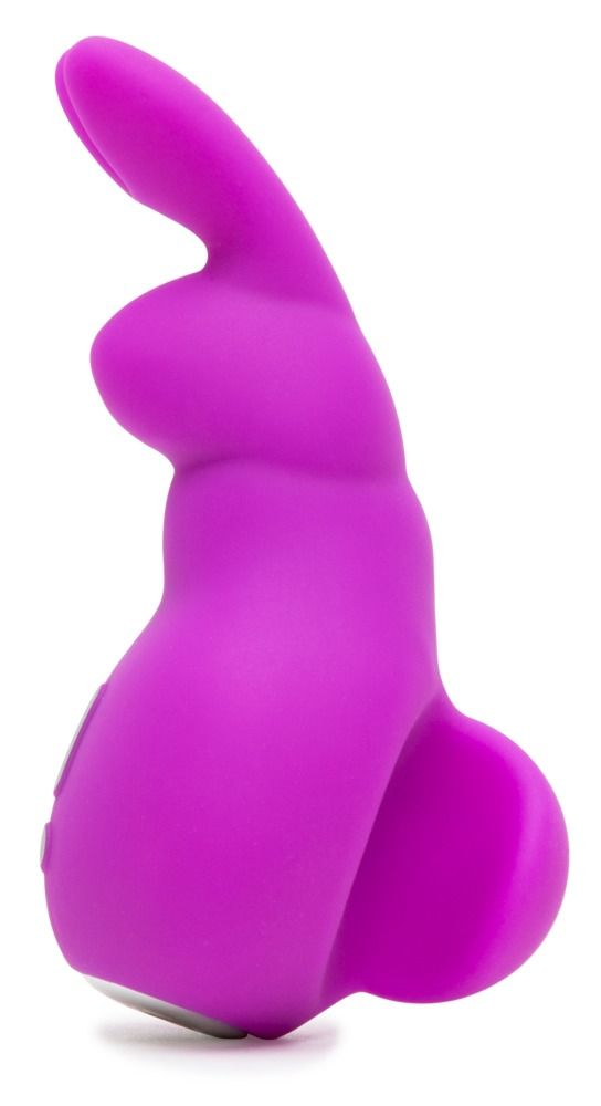 Lila Vibrator in Hasenform. Mit zwei Knöpfen. Aus Silikon.