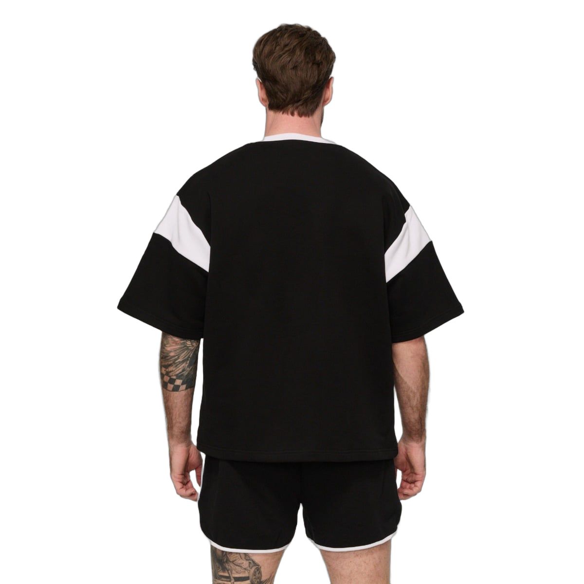 GymBeam T-Shirt Herren Oversized Kurzarm Varsity Schwarz
