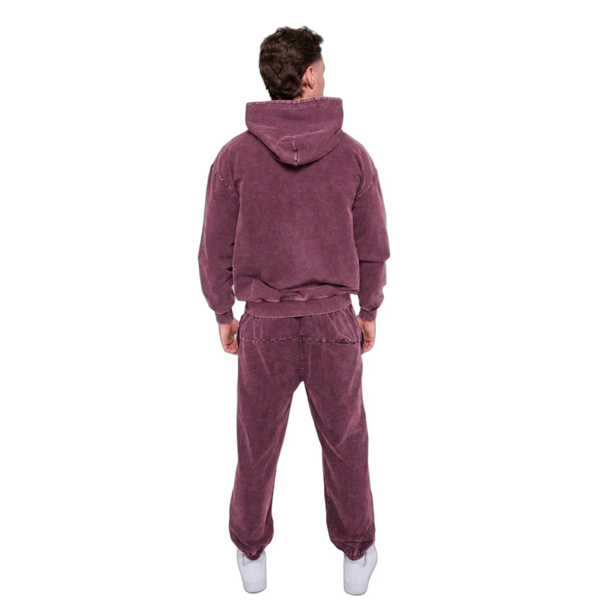 GymBeam Jogginghose Herren Oversized mit Kordelzug, Taschen und Washed-Look Raisin