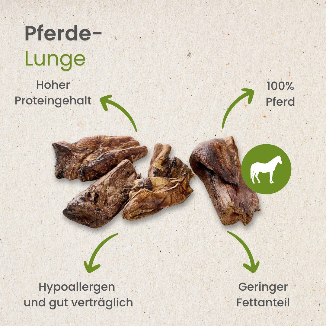 Getrocknete Pferdelunge, 100% Pferd, hoher Proteingehalt, hypoallergen.